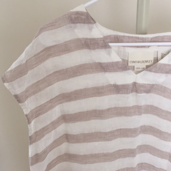 Cynthia Rowley | Linen Striped Shirt | Size Large - Picture 2 of 3